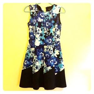 Blue Floral Fit and Flare Dress